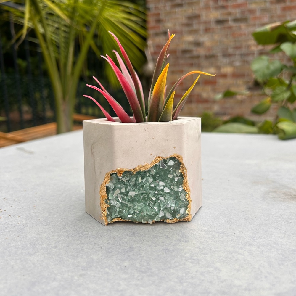 Blue Crystal Geode Planter